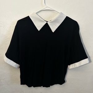 WHITE COLLAR BLACK SHIRT